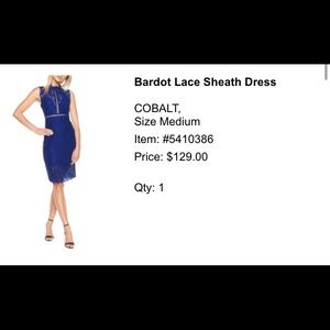 Bardot lace sheath dress in cobalt blue